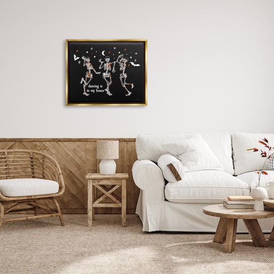 Stupell Industries Dancing In My Bones Skeletons Framed Floater Canvas Wall Art